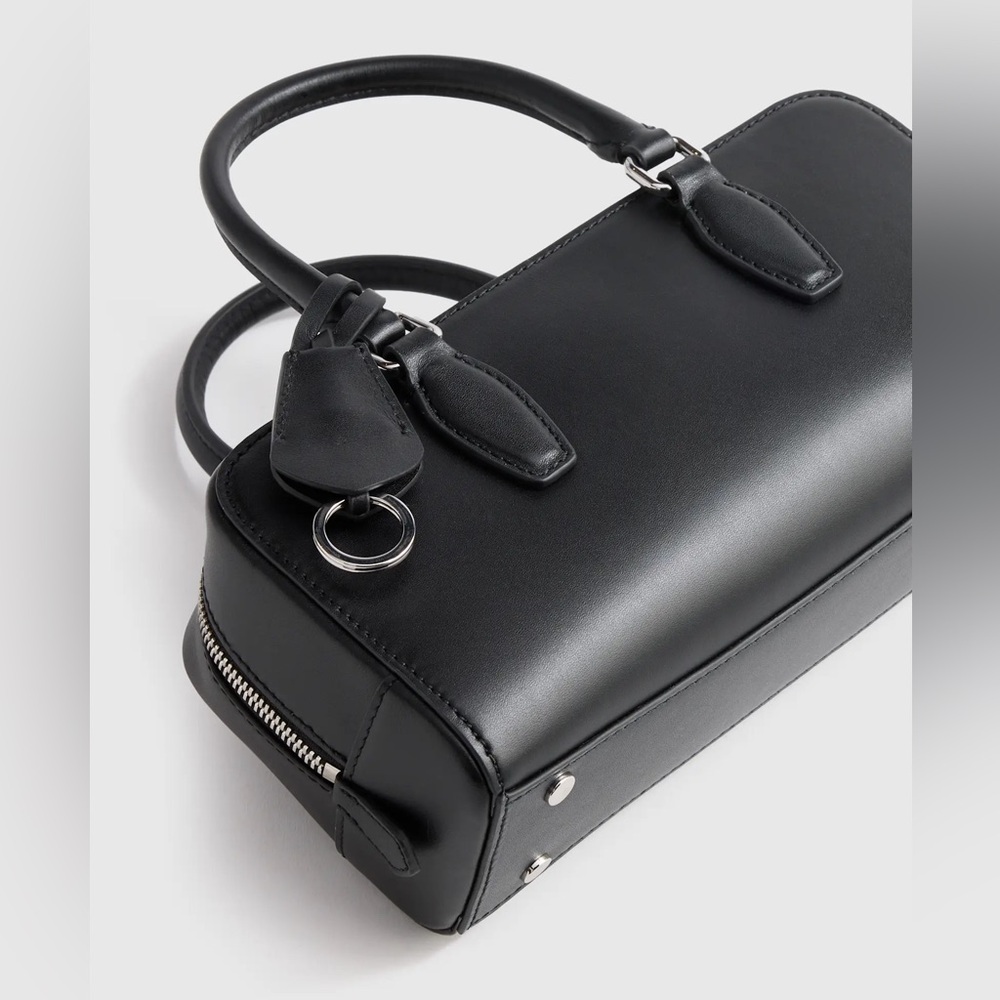 Quince Italian Leather Mini Bowler Crossbody Satchel - Picture 5 of 7